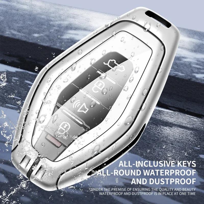 Zinc Alloy Leathher Car Key Cover Case Shell Holder For Jetour X70 X70Plus X90 X95 Protection Key Fob Chain Keyless Accessories