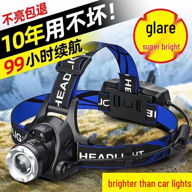 Rechargeable LED Headlamp for Bulls - Super Bright, Long Throw, Induction and Head-Mounted; Ideal for Fishing and Mining.