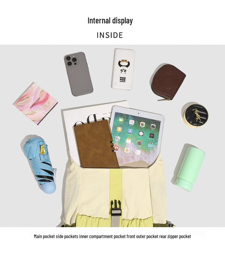 Lightweight Colorblock Sport Travel Backpack with Multi-Pocket Flap for Students