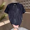 Temperament Trendy Brand Light Luxury Short-Sleeved T-Shirt Men'S Trend Casual Round Neck Half-Sleeved Blue T-Shirt
