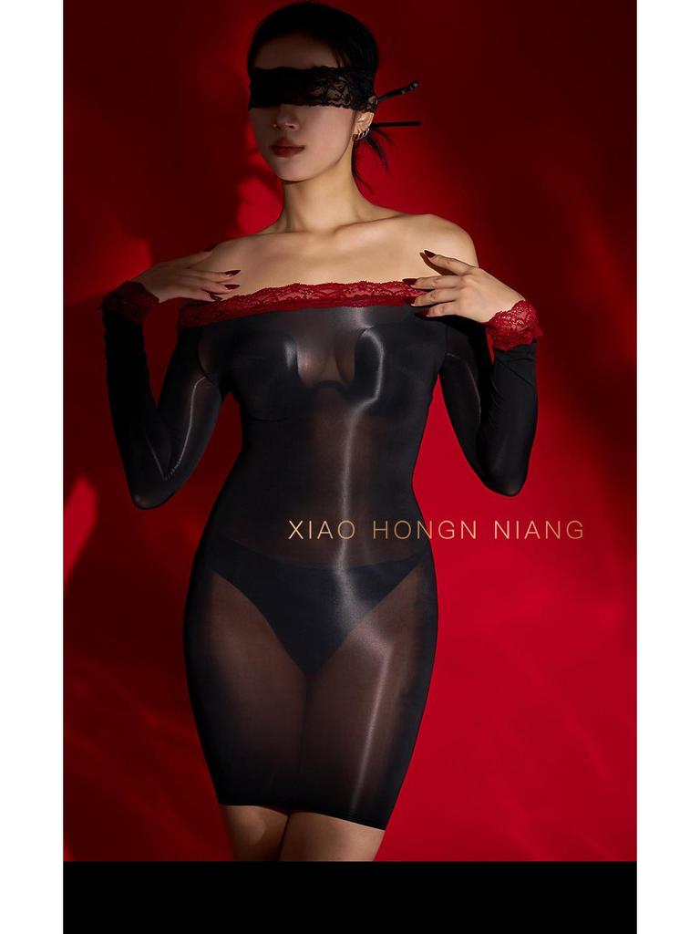 2024 Sexy Lingerie Set Bez Svlékání: Lesklá sukně na boky velkých rozměrů a lákavé pyžamo-uniforma