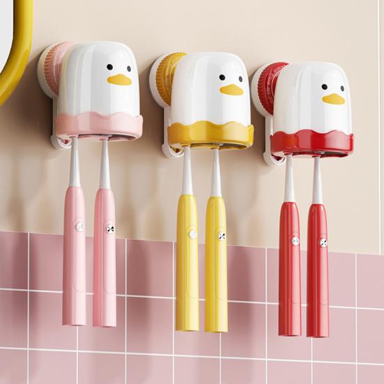 Suction Cup Toothbrush Holder Waterproof Cute Cartoon Bird Shape Simple Installation Bathroom Toothbrush Storage Rack