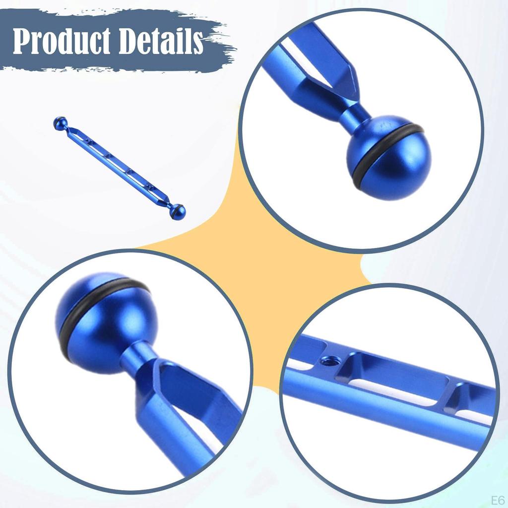 Aluminum Alloy Underwater Extension Arm 11in Clamp Diving Tray Double Ball Connector for