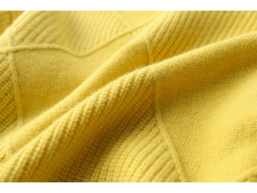 Women's Diamond Pattern High Neck Sweater - Loose Fit, Autumn/Winter Knitwear, Long Sleeve Outerwear, Korean Fashion Style.