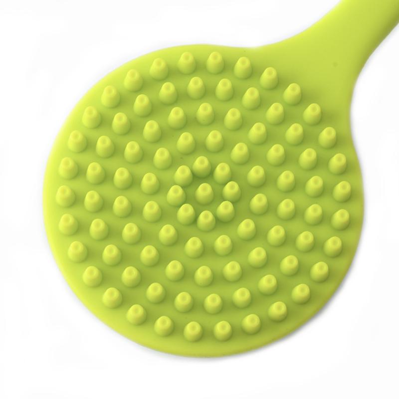 Silicone Bath Brush Long Handle Shower Scrubber with Massage Points for Deep Cleaning