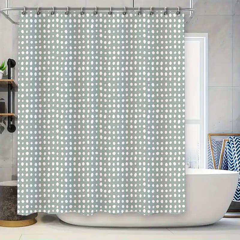 

Modern Polka Dot Shower Curtain Waterproof Fabric For Bathrooms Decor In Green White Colors | W60H190(CM)-1 Pcs
