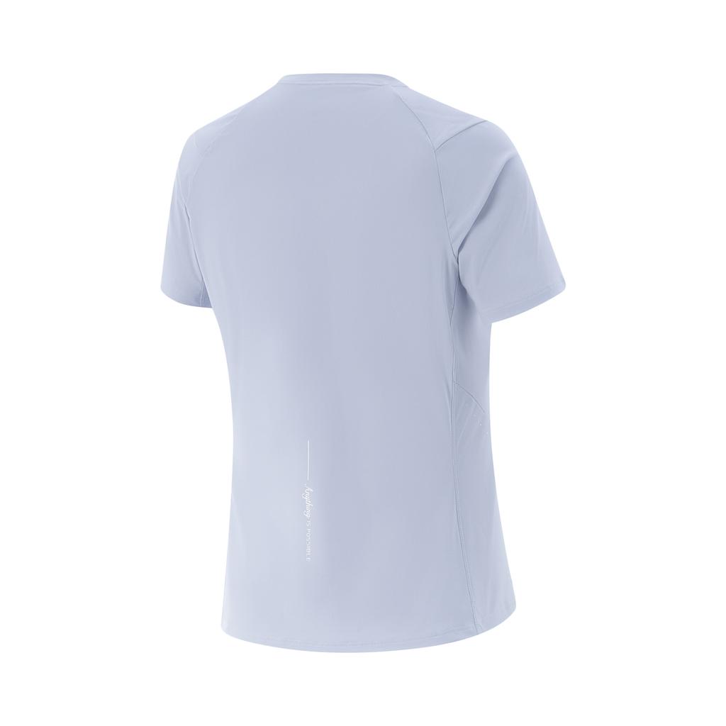 Li Ning Fitness Series Solid Color Comfortable Simple Round Neck Breathable Short Sleeve T-Shirt Women T-Shirts Frost-Blue ATSV560-3