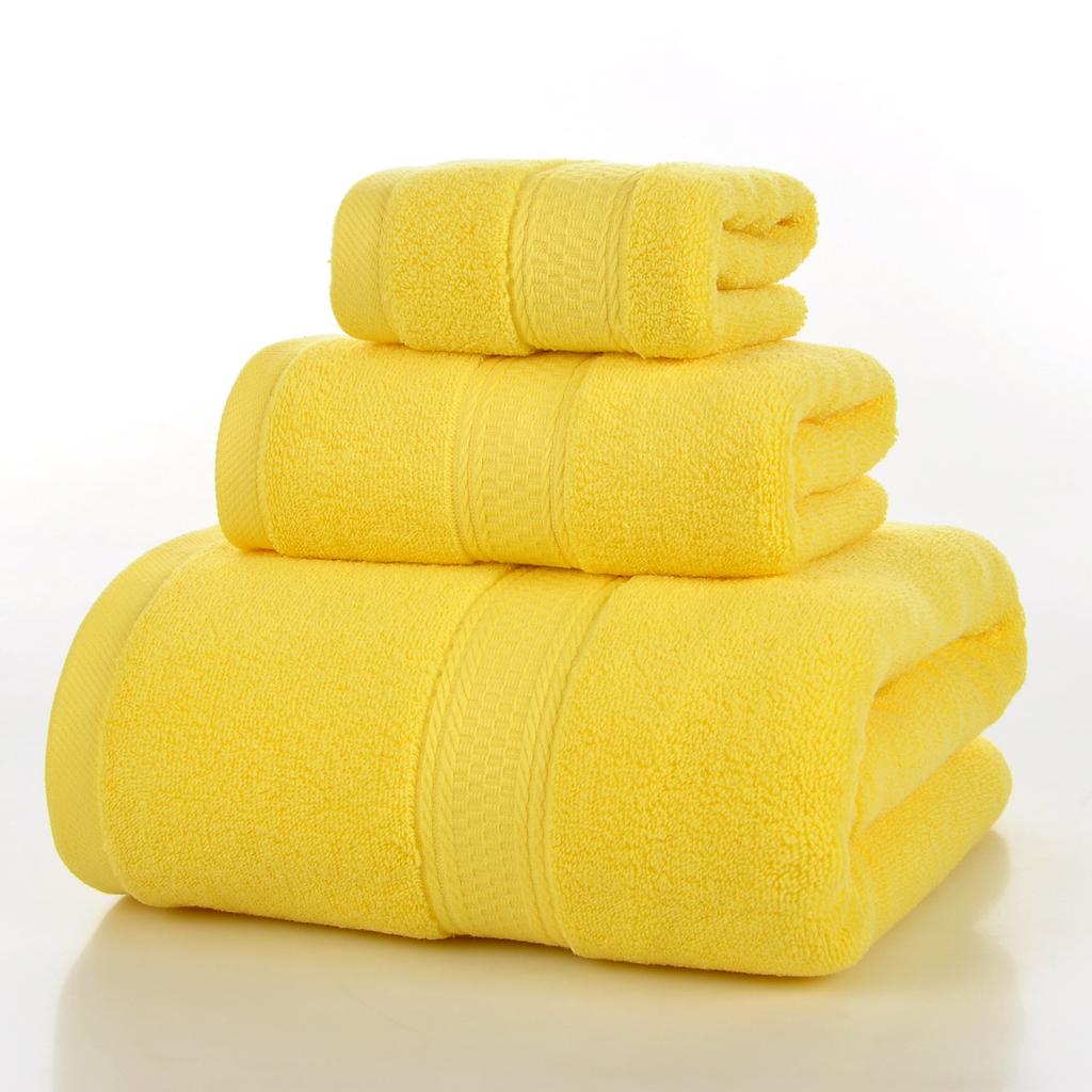 Style, plain cotton towel, three-piece household towel, soft and absorbent.
