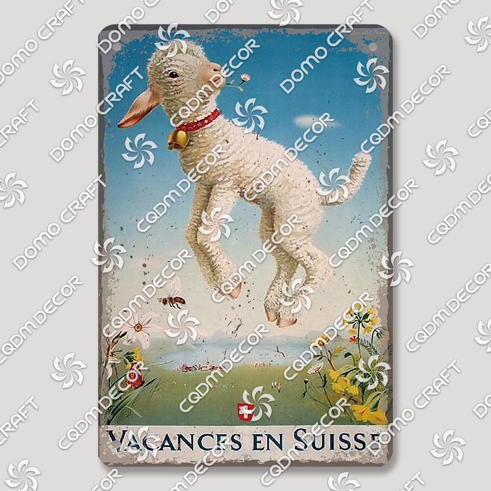 Suisse Plaque Scénique Panneau en Étain Affiche Métal Zurich Montreux Rigi Alpes Plaques Métalliques Décor Mural Rétro Café Salon Maison