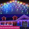 Outdoor Solar Icicle Curtain Lights - Flashing Starry String for Christmas & Wedding Decor