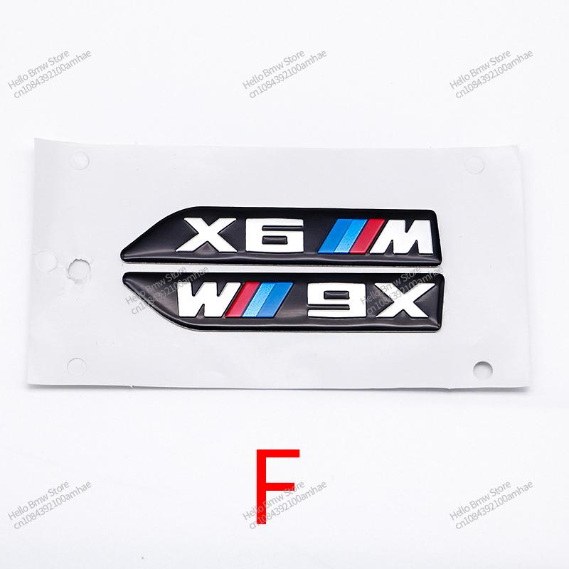 2Pcs Premium Fender Side Badge Emblem for BMW M Power X1 X2 X3 X4 X5 X6 Glossy Black Sticker Logo 6.8cm 8.4cm Car Styling Decor