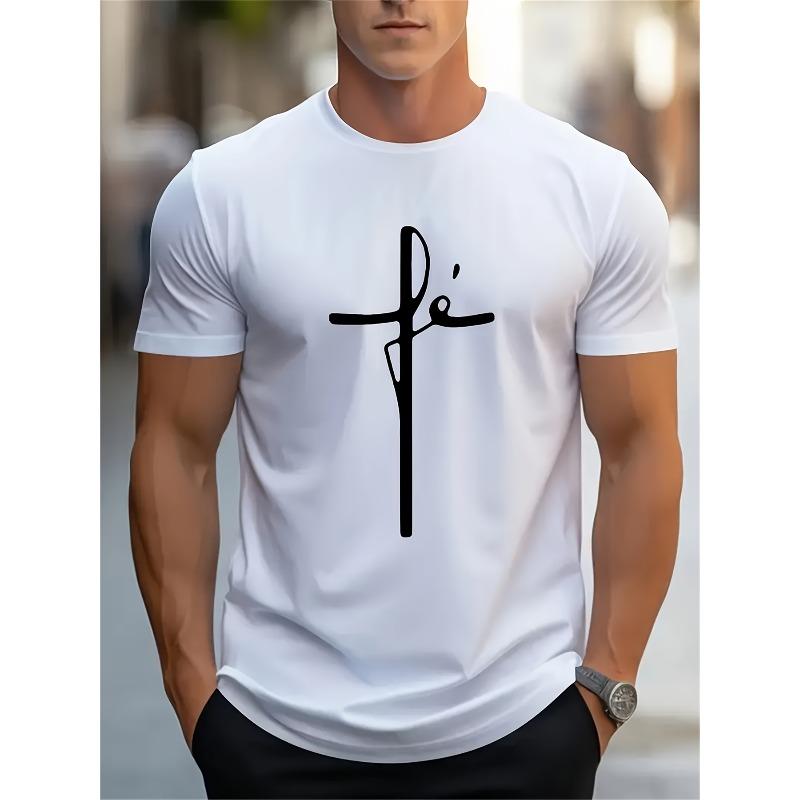 

European sizes Men s Soft Breathable Casual Short Sleeve T-Shirt with English Text Print Suitable for Summer - Round Neck Casual Attire 4XL білий