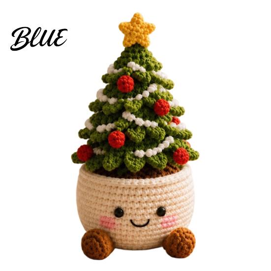 Holiday Gift Ideas for Family Simulated Crochet Christmas Potted Decor, Knitted Mini Artificial Tree Flower Miniature Plants Windowsills Ornament,