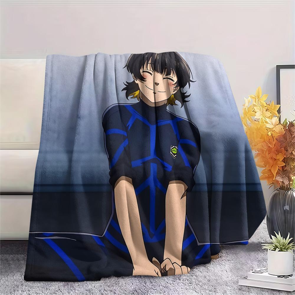 Blue Lock Print Flannel Blanket, High quality Comfortable for All Seasons, Home Decor, Warmth and Comfort