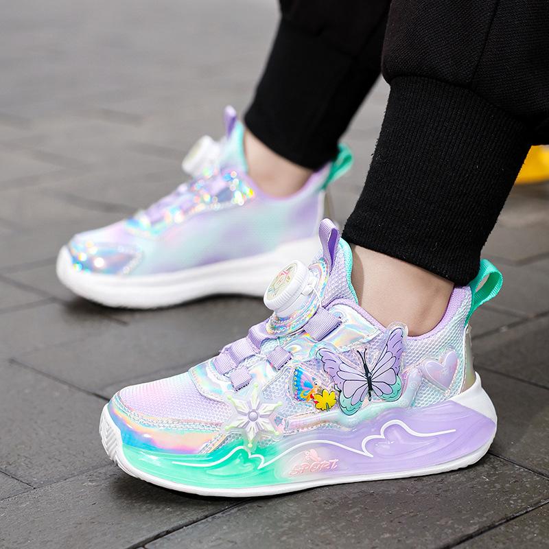 2026 summer new girls' sports shoes mesh breathable windmill middle and older children's sports shoes
