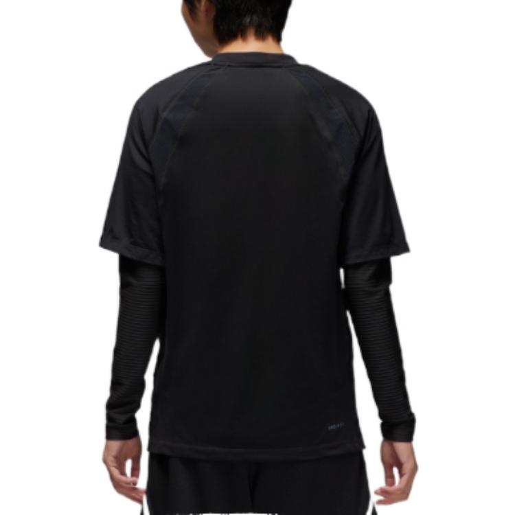 Jordan Solid Logo Print Crew Neck Pullover Breathable Quick-Dry Long Sleeve Fitness Shirt Men tops Black DV1285-010