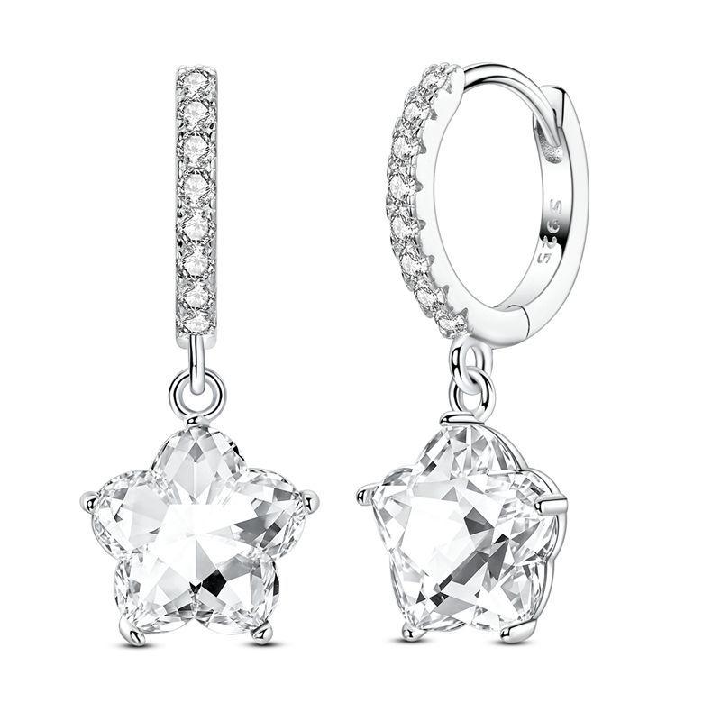 925 Silber Sexy Hängende Ohrringe Schmetterling Schleife Herz Blume Muschel Perle Edelstein Bling Set für Damen Ohrstecker Geschenk Feiner Schmuck