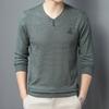 New Spring and Autumn Long-sleeved V-neck Sweaters for Young and Middle-aged Men, Slim and Handsome Bottoming Shirts