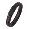 Punk Armbånd Menn Flettet Lærarmbånd Svart Stålspenne Armbånd Mote Armbånd Pulsera Hombre