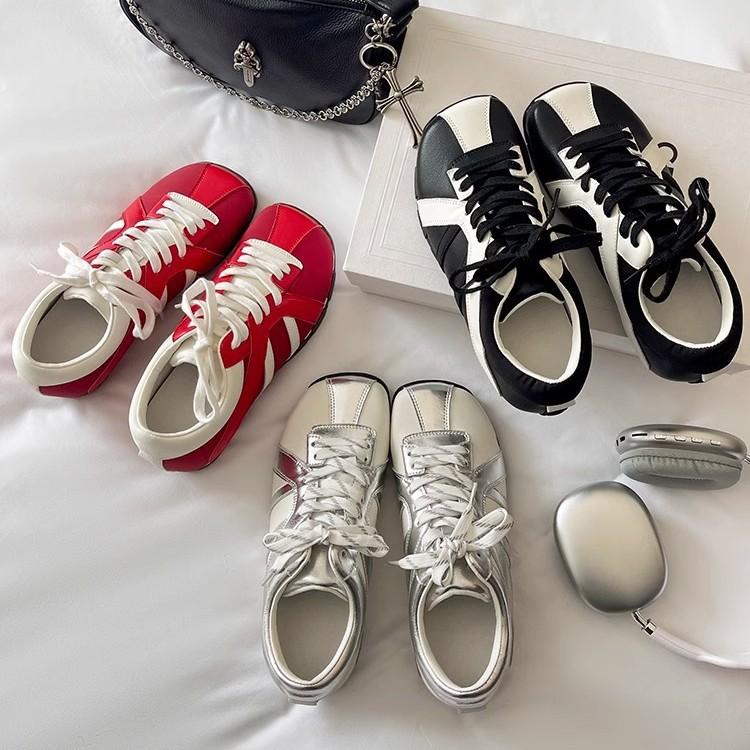 

У Zhao Lusi Ni Ni такие же маленькие туфли с квадратной головкой в виде зебры, новинка 2025 года, спортивная и повседневная цветовая гамма, красные немецкие кроссовки для женщин 35