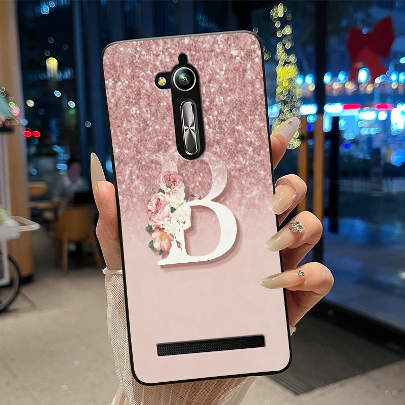 

Letter With Flower For Asus ZenFone Go 5.0/ZB500KL Bumper Black Case Black and Pink Shiny Starry Sky Shockproof Soft Cover Go 5.0 ZB500KL