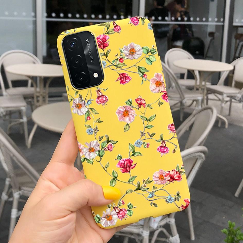 A74 Fodral För OPPO A74 CHP2219 Fodral Lyxigt Fjäder Dinosaurie Daisy Mönster Bakre Skydd För OPPO A74 5G CPH2197 A 74 Mjuk Capa