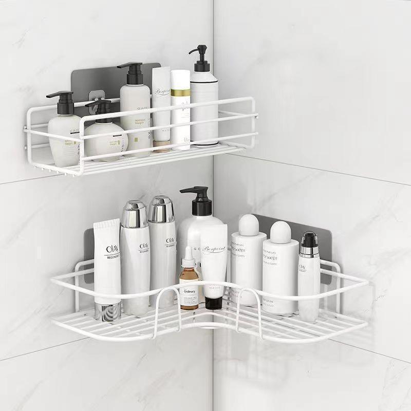 

Triangular No-Drill Adhesive Bathroom Shelf – Wall-Mounted Corner Storage Rack for Kitchen & Toilet 4x Transparent Adhesive Pads білий