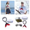 Sailor Silk Scarf Captain Hat Sunglasses Set for Bachelorette Party Wedding Celebration Marine Cap Sailing Party Costume