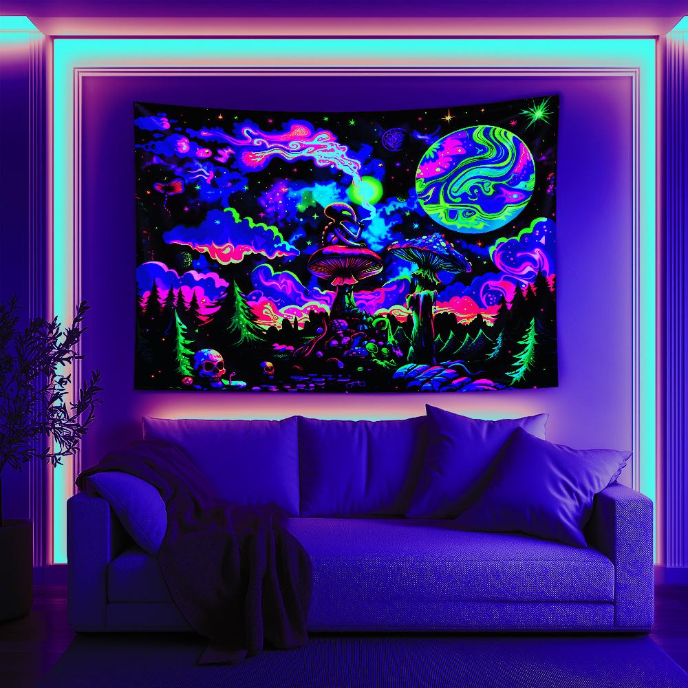 VIKAMA Alien Fantasy Tapestry Nebula Gradient HighDensity Blackout Fabric Music Studio SciFi Theme Bedroom Decor