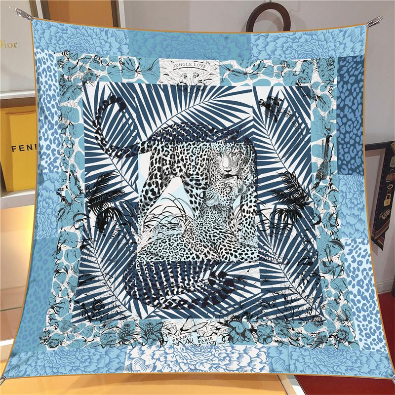 Silk Scarf Women Beach View Square Scarves Head Echarpes Silk Foulards Femme Wraps Beach Shawls Bandana Lady Hijabs 90CM