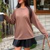 New Arrivals Open Run Women Loose FiT Round Neck Long Sleeve Basic T shirT 8 