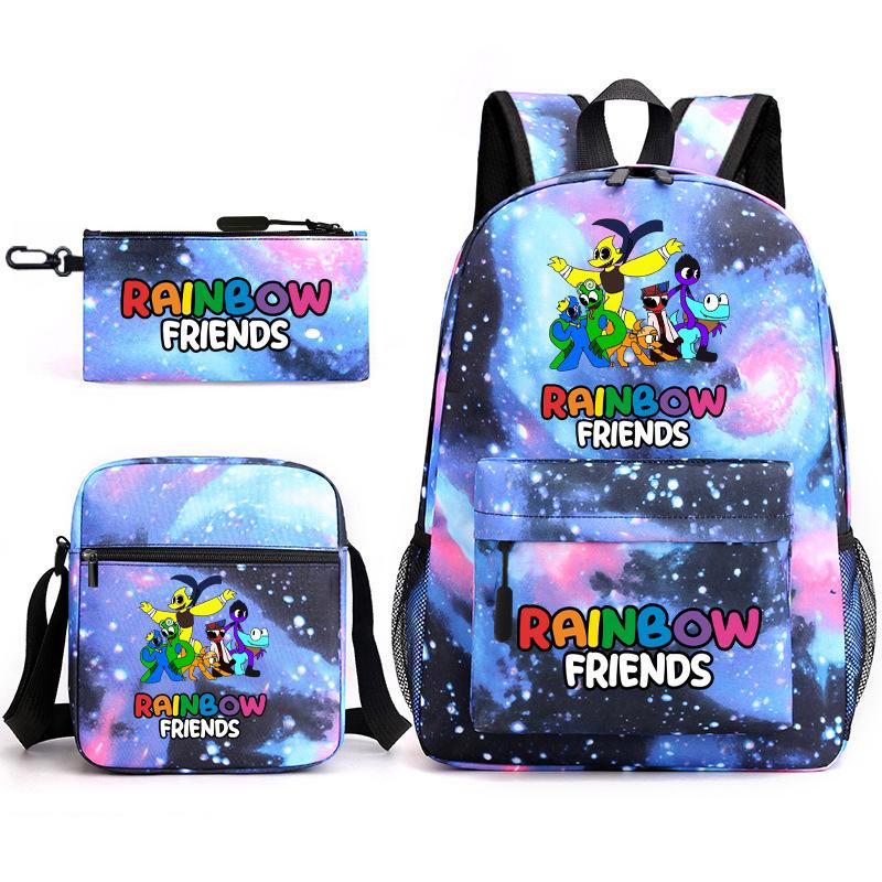 Rainbow Friends Surrounding Backpack Elementary School Student Starry Sky School Bag Three-piece Set