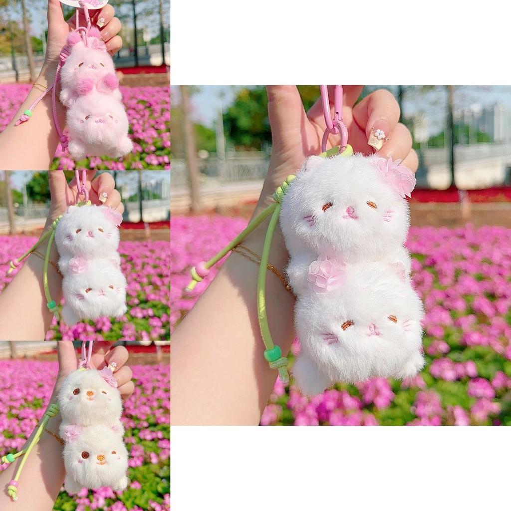 Sakura Season Cat Bear Rabbit Plush Animal Keychain With Soft Plush Material For Gift Giving