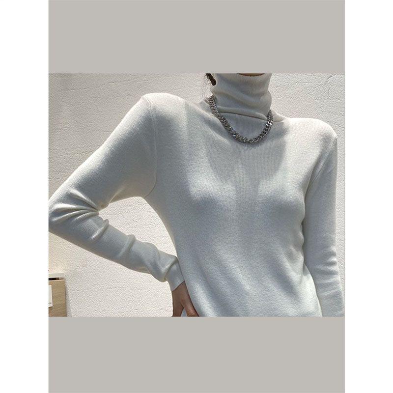 

Серый свитер женский с высоким воротом, крупной вязки - Универсальная осенне-зимняя мода Large