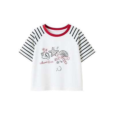 ASK JUNIOR Kids' Retro Striped Patchwork T-Shirt