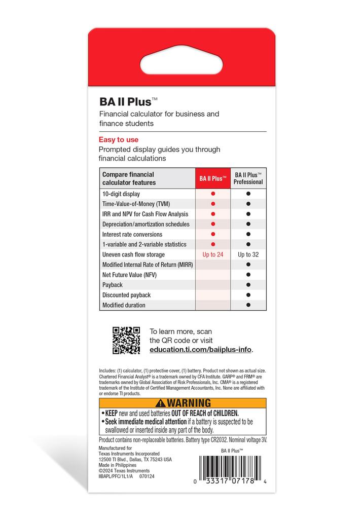 Boonnapa Shop Texas Instruments BA II Plus Financial Calculator [Imported]