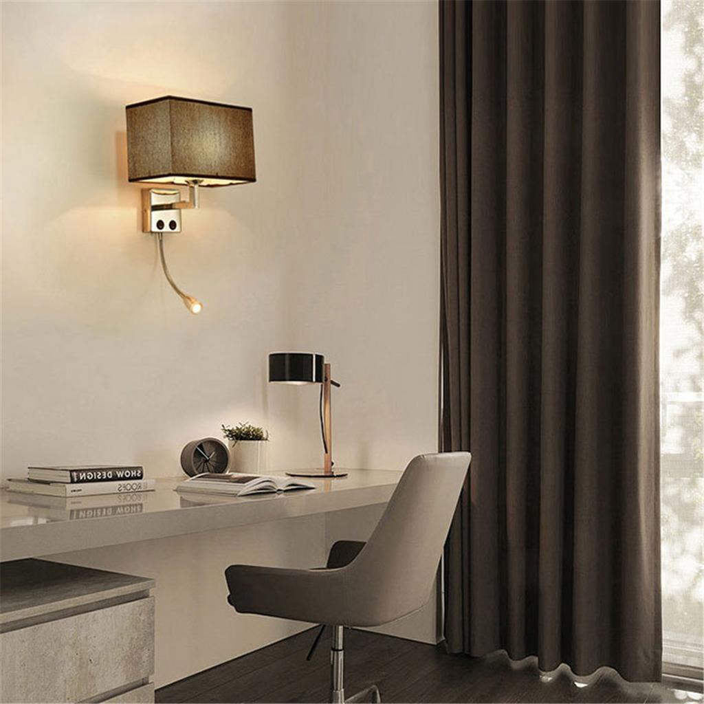 Minimalist Modern Wall Lamps Living Room Bedroom Bedside E27 LED Lighting with Rectangle Texture Shade Decoration