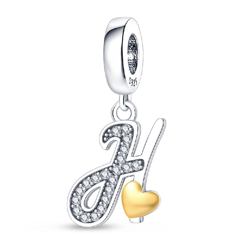 925 Silver Gold A-Z Alphabet 26 Letters Charms Bead Pendant Fit Bracelet Bangle Necklace Jewelry For Women Man