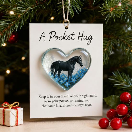 1/2/3Pcs Pocket Hug Pendant Heart Shape Horse Pattern Acrylic Christmas Hanging Ornament Home Party Festival DIY Gift