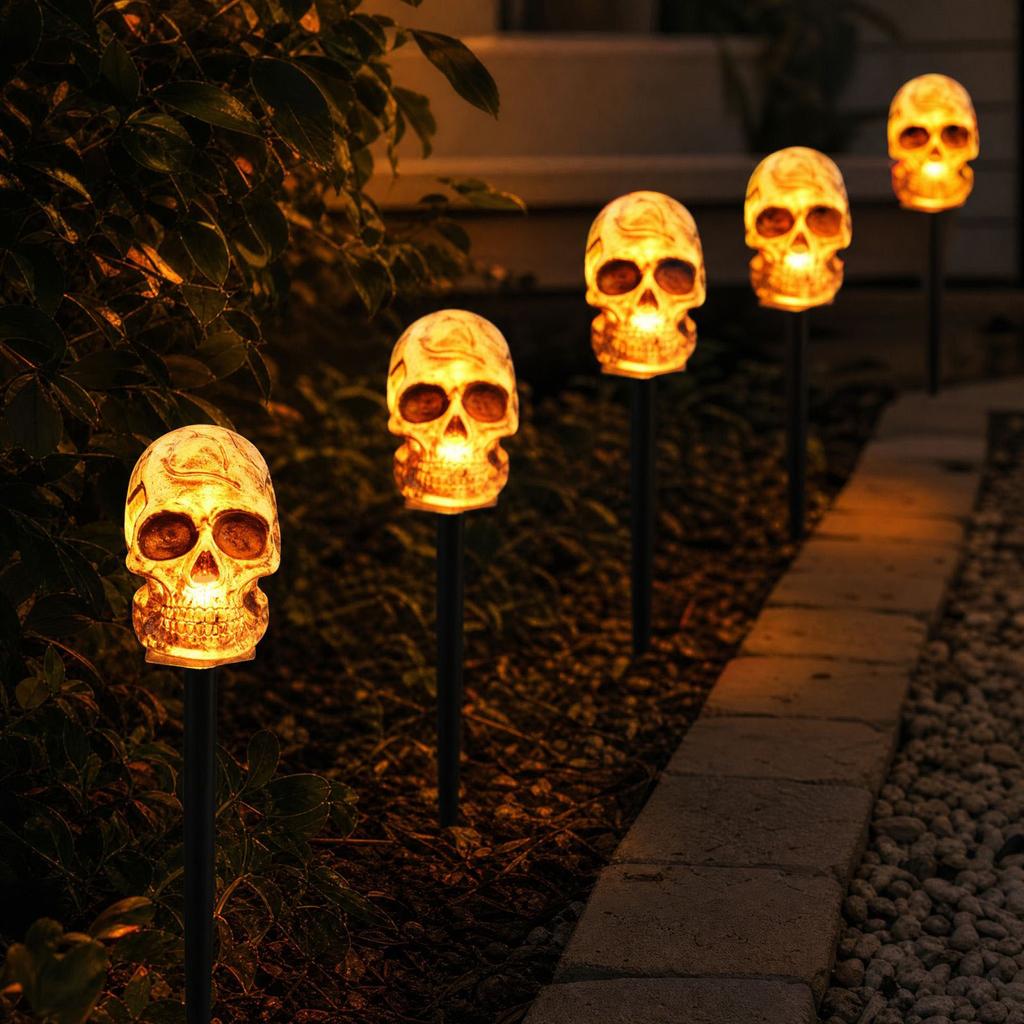 Stake Lights for Outdoor Halloween Yard Decor - Vintage Black, Set of 5