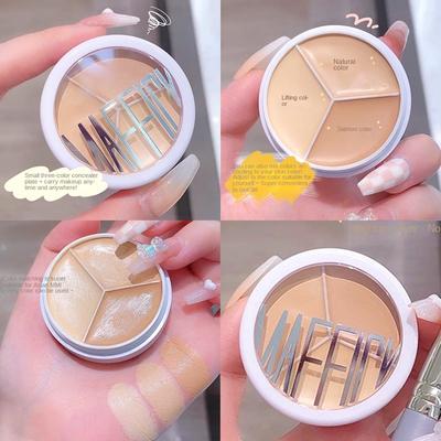 Three Color Concealer Covers Face Spots and Acne Prints Natural Whitening and Brightening Contortion Concealer Oil Control Lasting Set Makeup