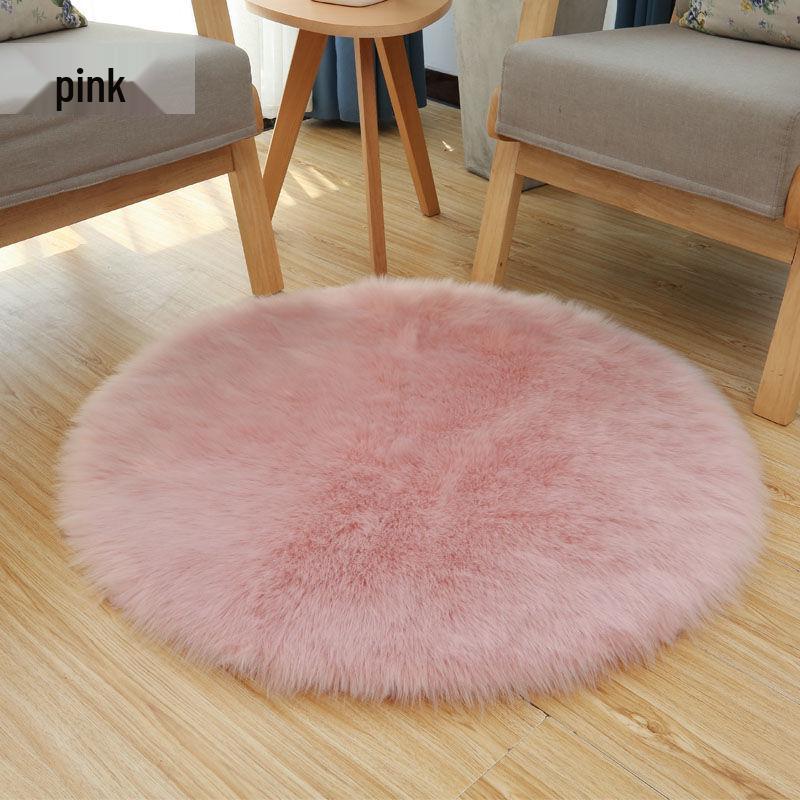 Round Plush Imitation Wool Rug - Versatile Mat for Windows, Bedside, Living Rooms, and Bedrooms