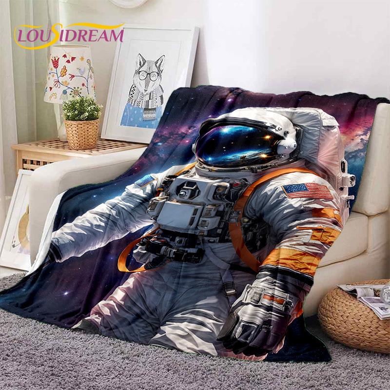 Astronaut Dream Universe Spaceman 3D Outer Space Cartoon Soft Blankets,Throw Blanket for Picnic Beds Home Bedroom Cover Kid Gift
