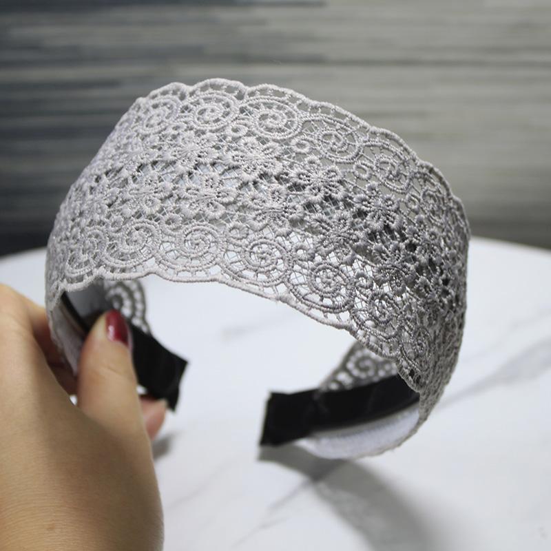 Lystrfac Vintage Wide Flower Lace Headband for Women Hairband Ladies Hair Loop Fabric Lace Female Hair Accessories
