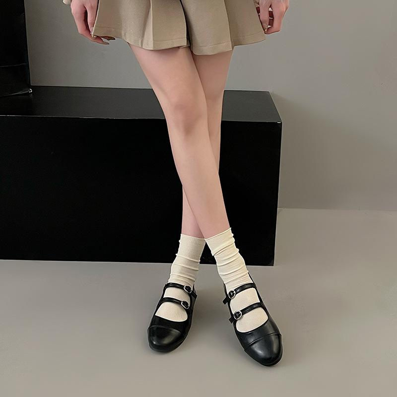 

French temperament small fragrant style Mary Jane single shoes women s flat 2024 new spring and autumn shoes silver light mouth small leather shoes 35 чёрный