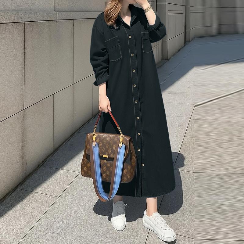 ZANZEA Women Casual Turn Down Collar Loose Long Sleeve Shirt Dress