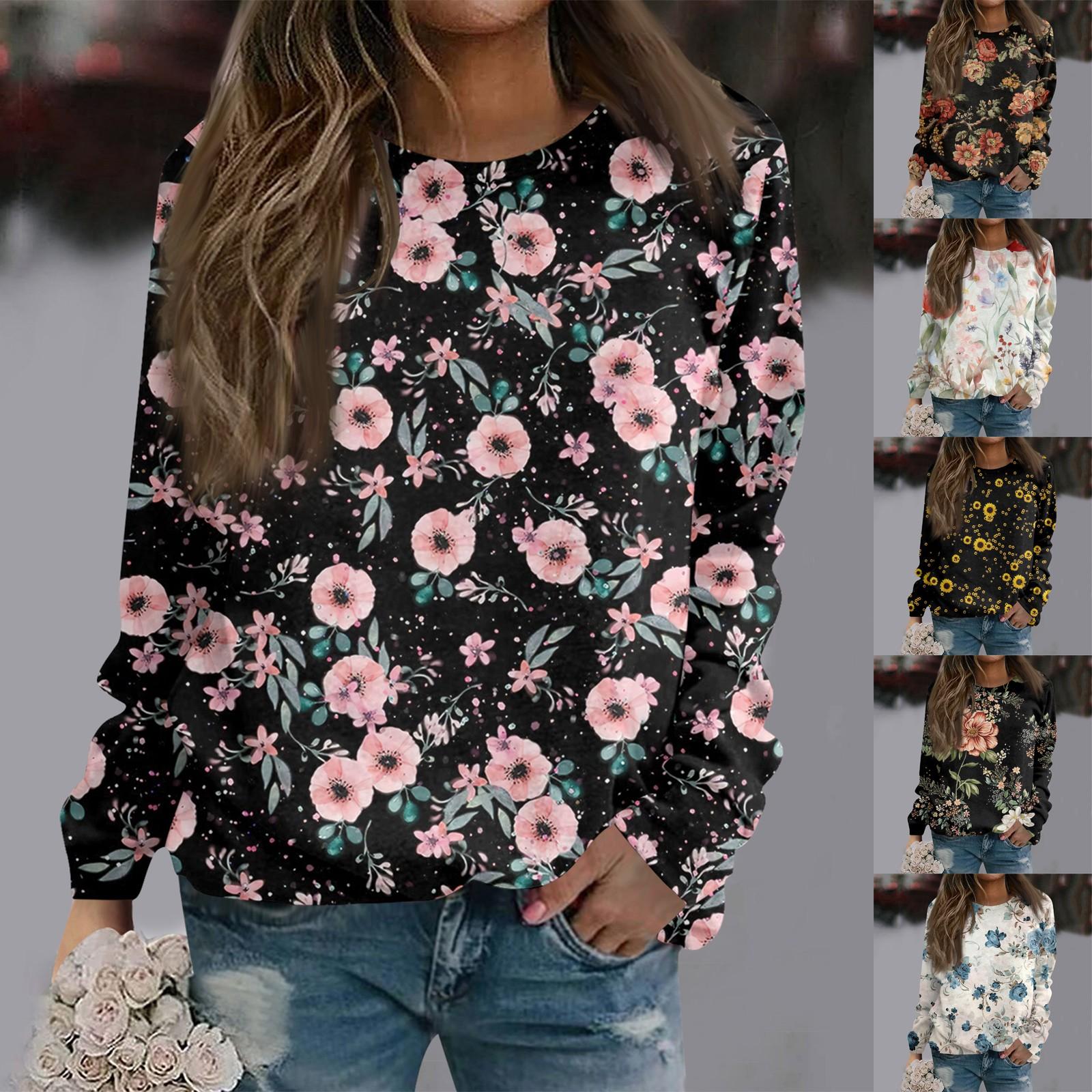 

Женская повседневная модная блузка с длинным рукавом и круглым вырезом с принтом и пуловером