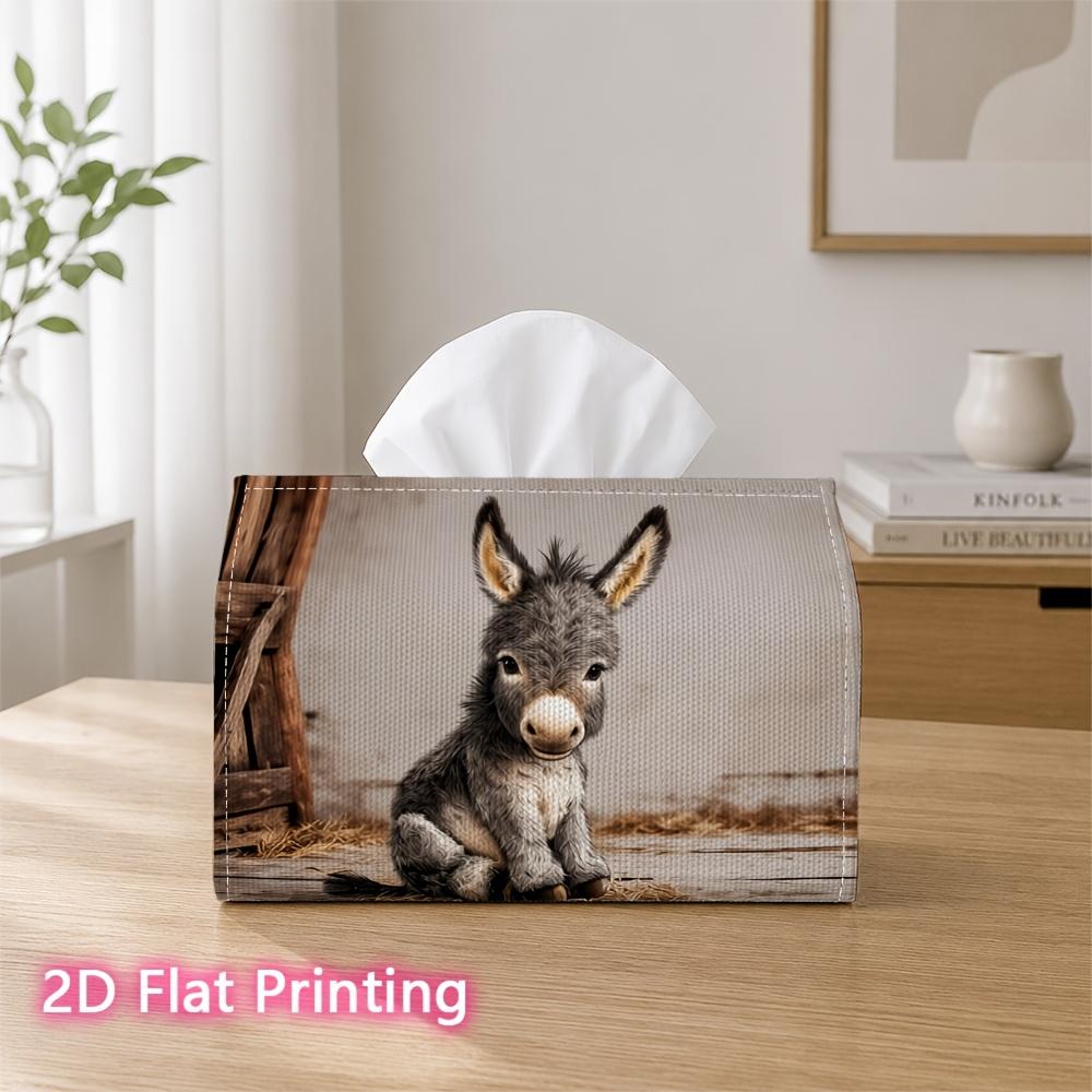 1pc Cute Donkey Tissue Box Holder - Adorable Donkey-Shaped Napkin Dispenser with Flat-Printed Donkey, Suitable for Tissues/Roll Paper/Napkins, Compact