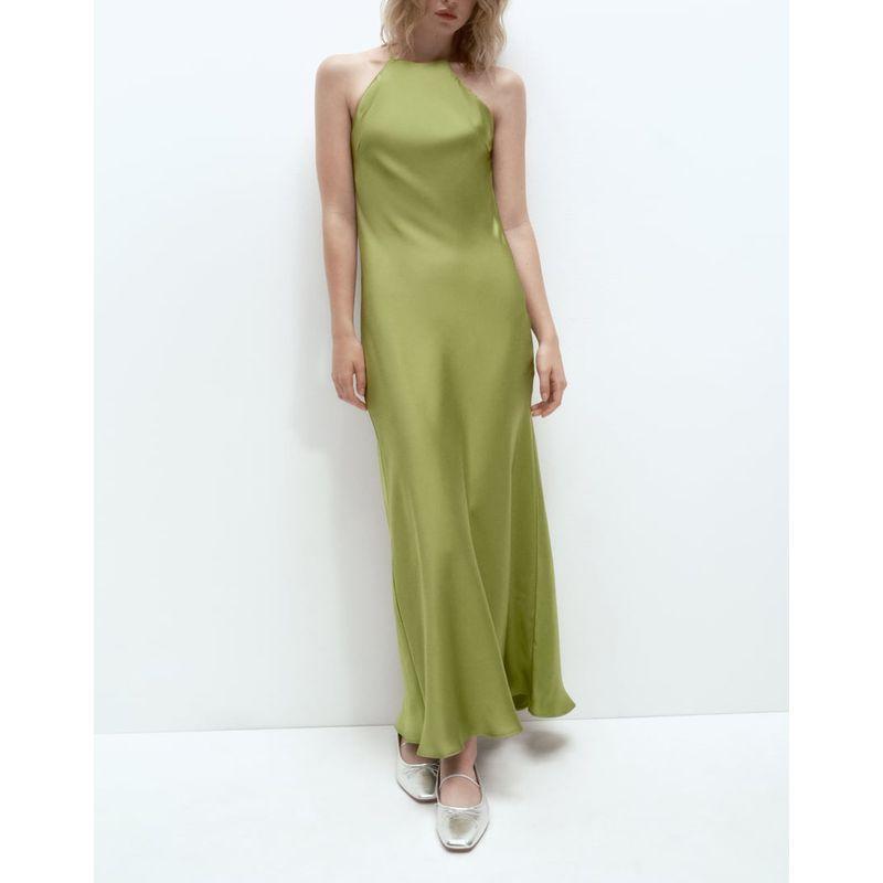 Spring New Arrival Open Back Evening Long Dress Sling Silk Satin Texture Dress 7904371 7904331
