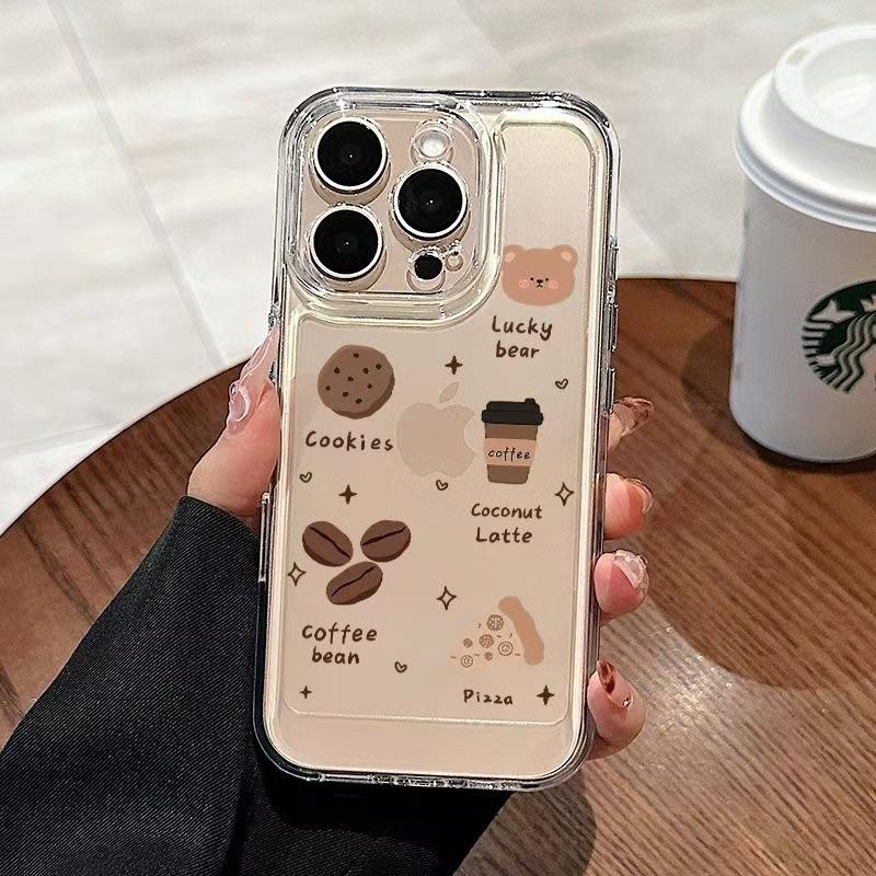 Cute Coffee & Cookies Clear Phone Case, Kawaii Food Shockproof Transparent Cover for iPhone iphone 7